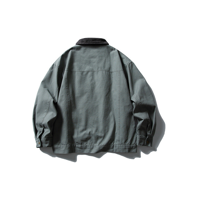 Herren Boxy-Canvas-Blousonjacke mit Cordkragen und durchgehendem Reißverschluss Shop Nory