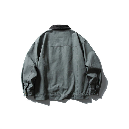Herren Boxy-Canvas-Blousonjacke mit Cordkragen und durchgehendem Reißverschluss Shop Nory
