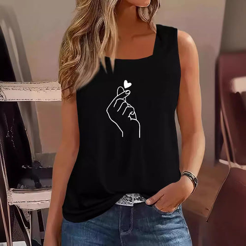 Damen ärmelloses T-Shirt mit kreativem Handdesign