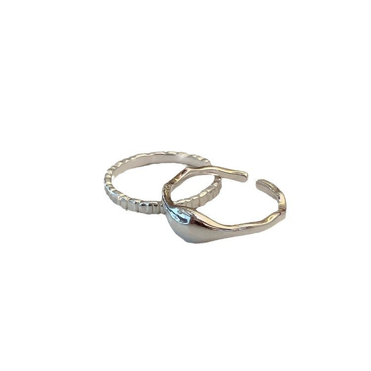Damen Offener Silberring mit minimalistischen Herzverzierungen Shop Nory