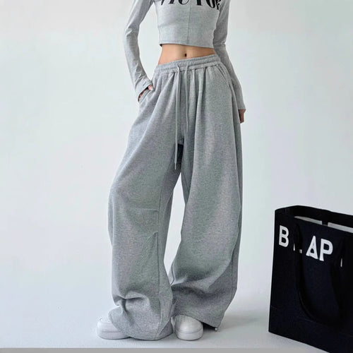 Damen weit geschnittene High-Waist Loungehose mit elastischem Bund, Tunnelzug und seitlichen Eingrifftaschen Shop Nory