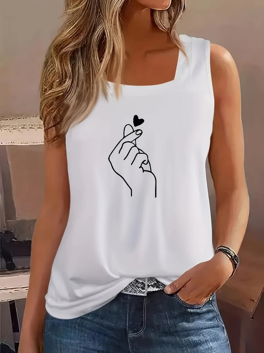 Damen ärmelloses T-Shirt mit kreativem Handdesign