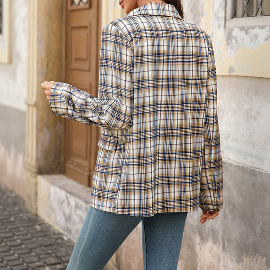 Damen Karierter Blazer mit Stickdetails Shop Nory