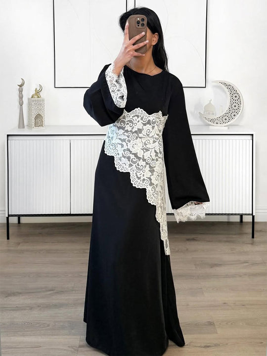 Damen Lagenlook-Spitzen-Tunika mit Bindegürtel und asymmetrischem Saum Shop Nory