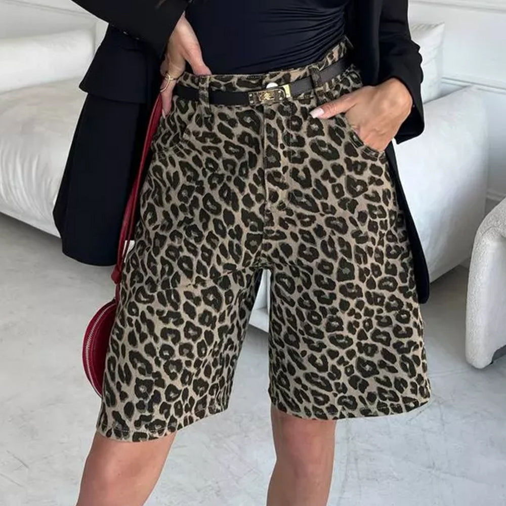 Damen Leopardenmuster Shorts Shopnory