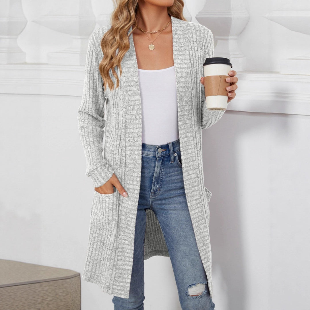 Damen Longcardigan aus geripptem Chenille mit aufgesetzten Taschen Shop Nory