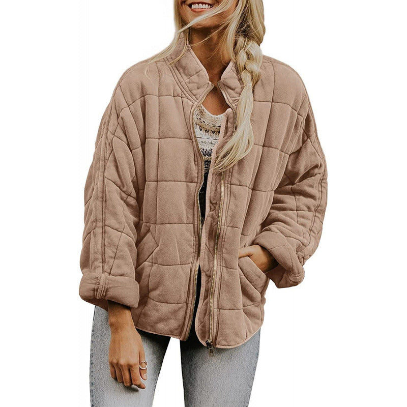 Damen Steppjacke im Oversized Schnitt mit Stehkragen und verdecktem Reißverschluss Shop Nory