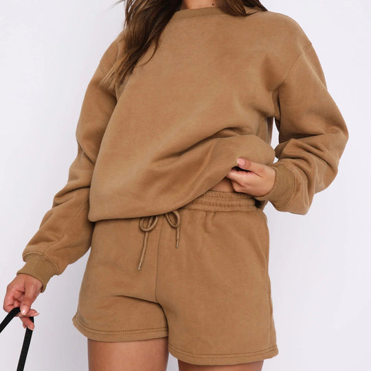 Damen Lässiges Sweater-Shorts-Set mit hohem Tragekomfort