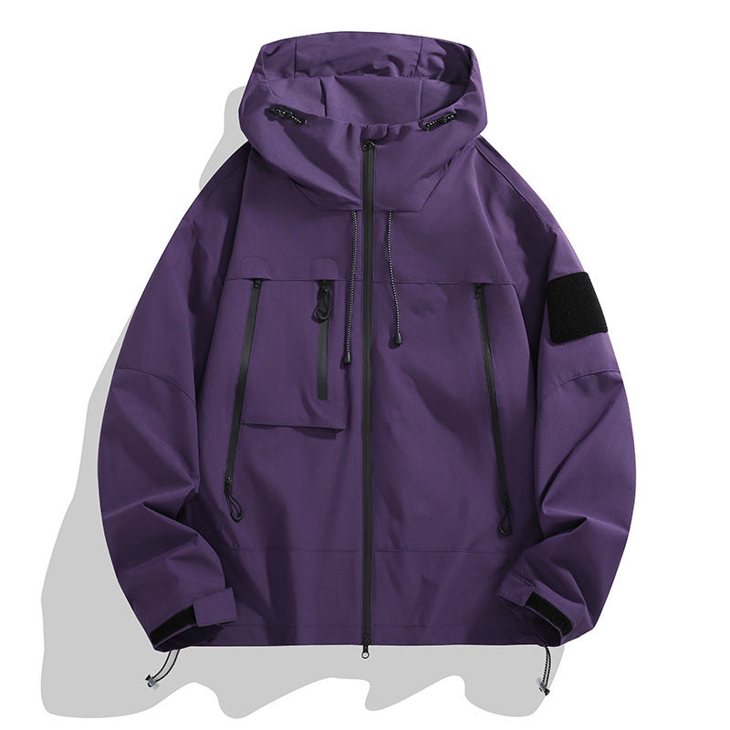 Herren technische Outdoor-Jacke mit verstellbarem Kapuzendesign und multifunktionalen Taschen