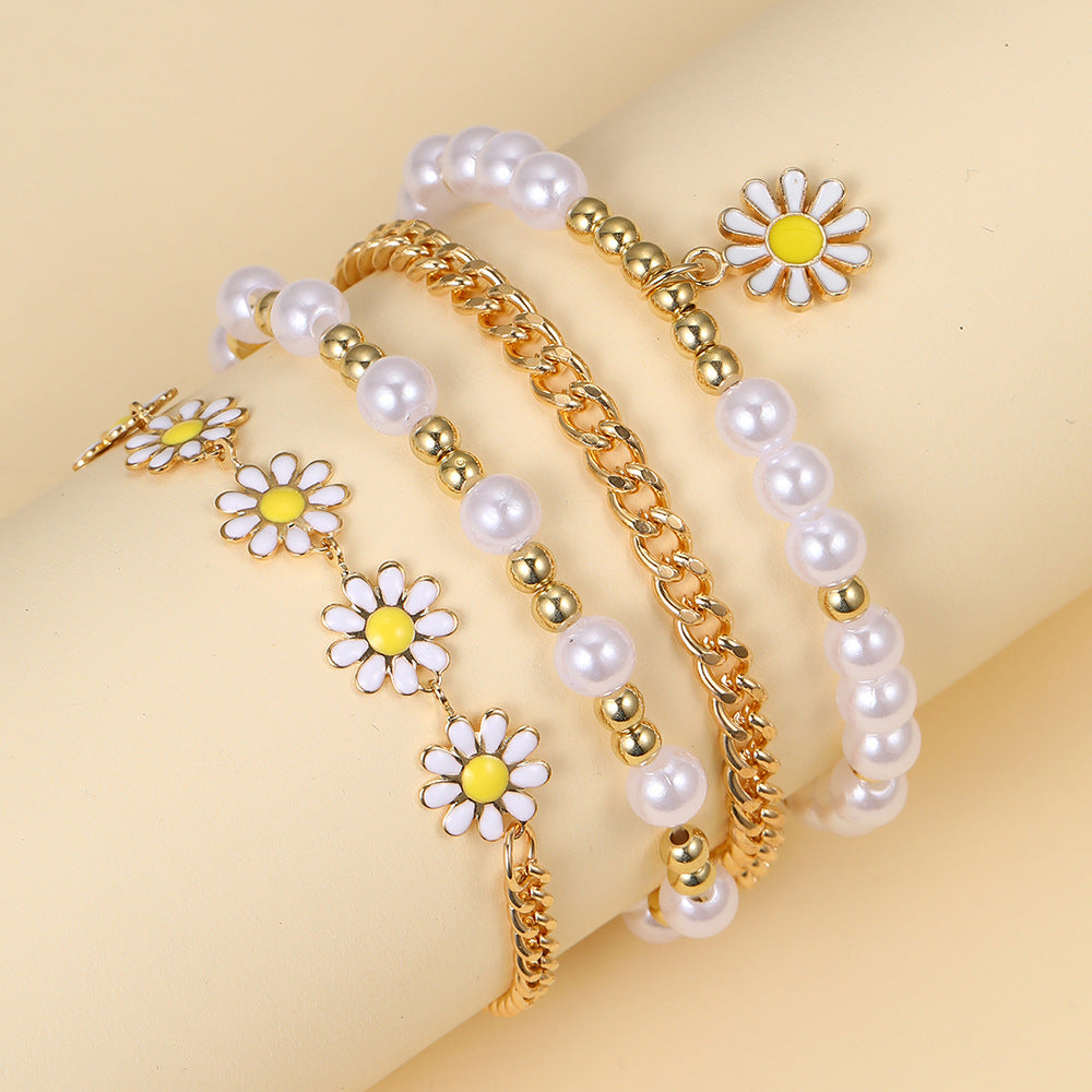 Damen Armband-Set mit floralen Elementen und eleganten Zirkonia Akzenten Shop Nory