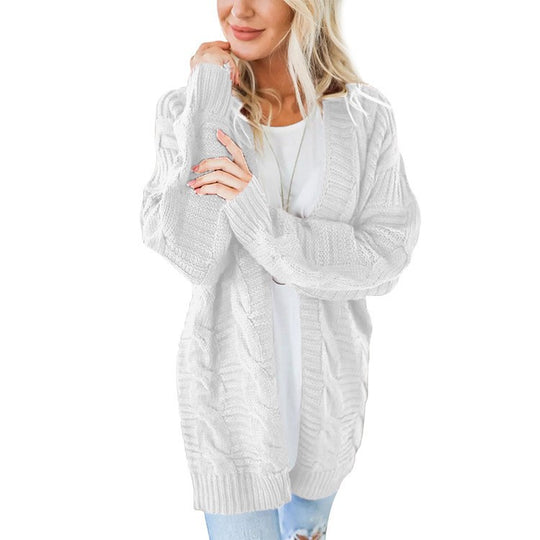 Damen nan langer oversize Strickcardigan mit Zopfmuster und V-Ausschnitt Shop Nory