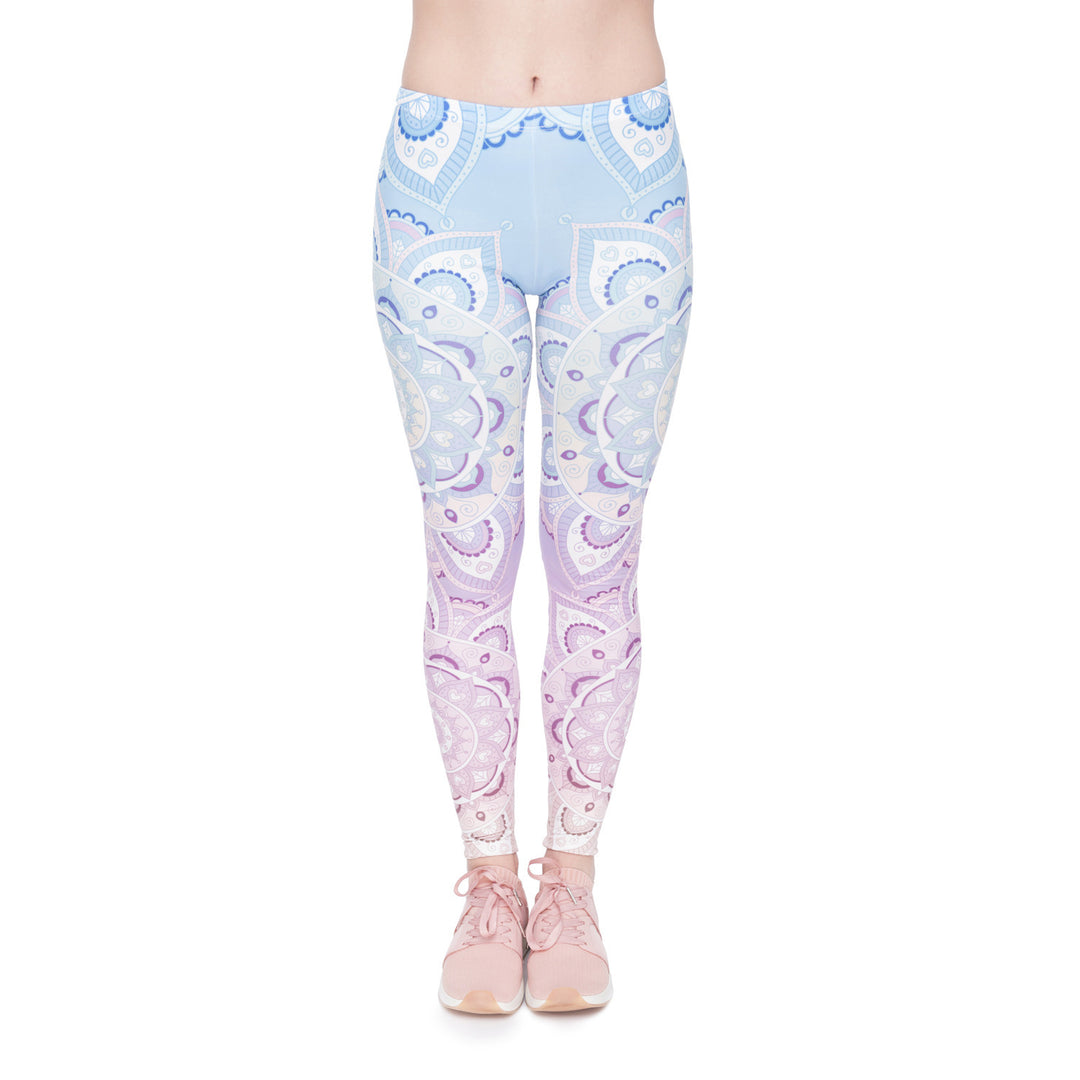 Damen Leggings mit Einhorn-Print, Verlaufsmuster und hohem Komfortbund Shopy Nory