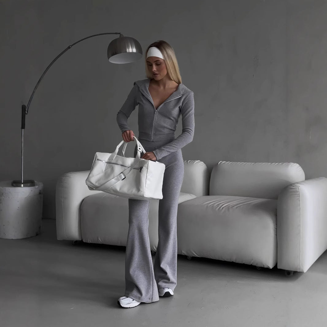 Damen figurformendes Set aus taillierter Reißverschlussjacke und High-Waist-Leggings Shop Nory