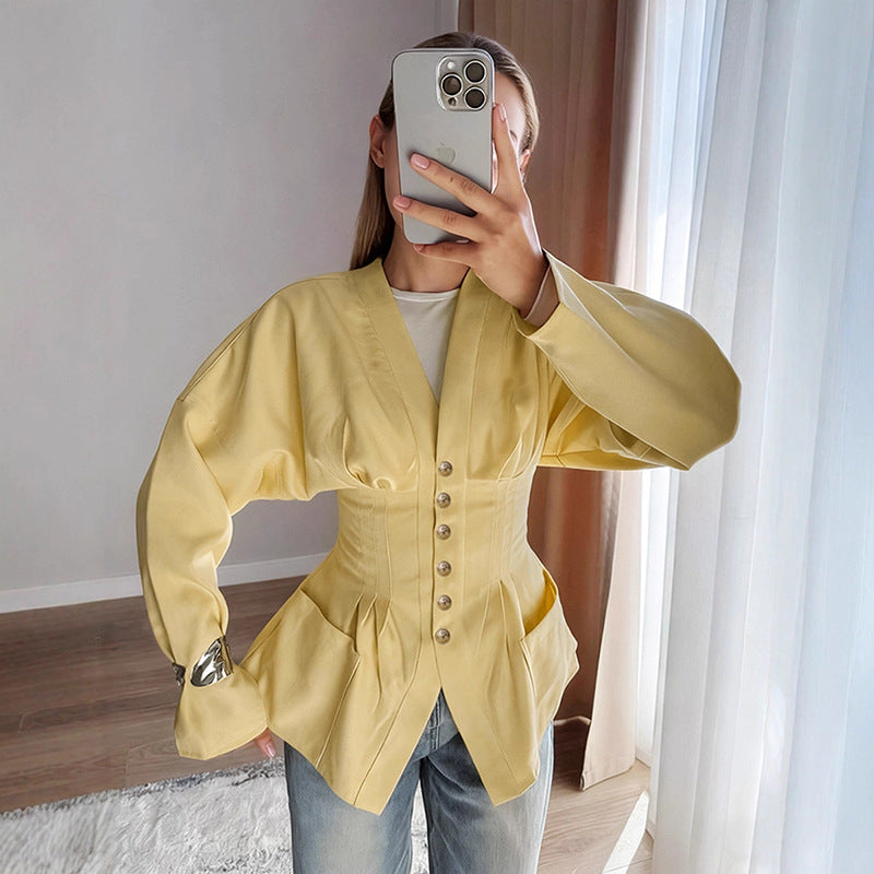 Damen taillierter Korsett-Blazer mit Zierknopfleiste Shop Nory