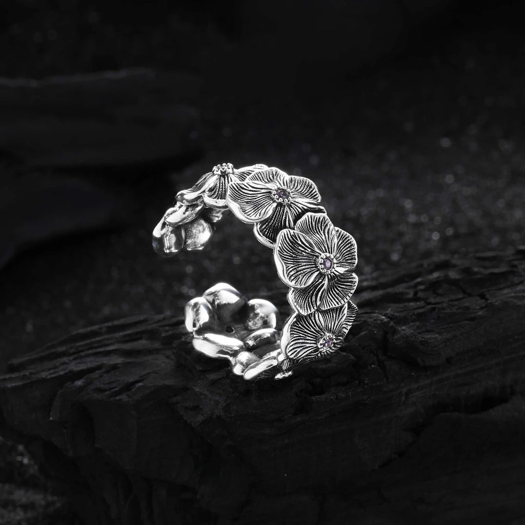 Damen Offener Ring mit filigranem Blumenmotiv Shop Nory