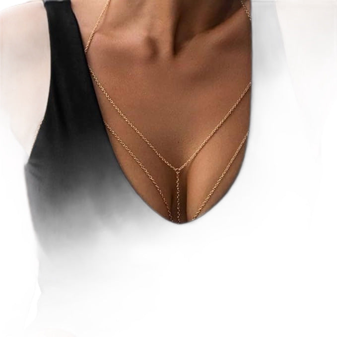 Damen Halskette aus feinen goldfarbenen Gliederketten Shop Nory