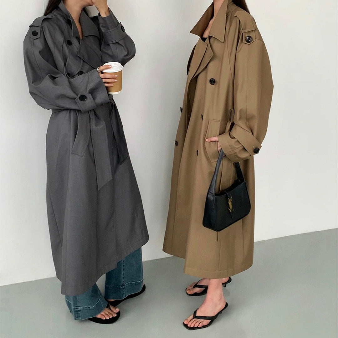 Damen modischer Trenchcoat mit doppelter Knopfleiste Shop Nory