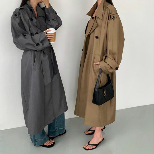 Damen modischer Trenchcoat mit doppelter Knopfleiste Shop Nory