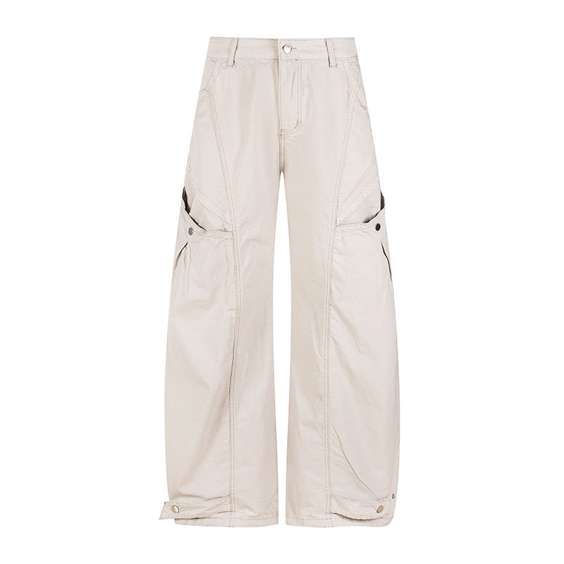 Damen Weite Cargo-Palazzo-Hose mit hohem Bund, großen Klappentaschen und verstellbarem Saum Shop Nory