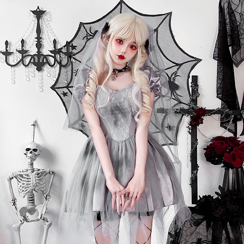 Damen Gothic Brautkleid mit Tüll- und Spitzenverzierungen Shop Nory