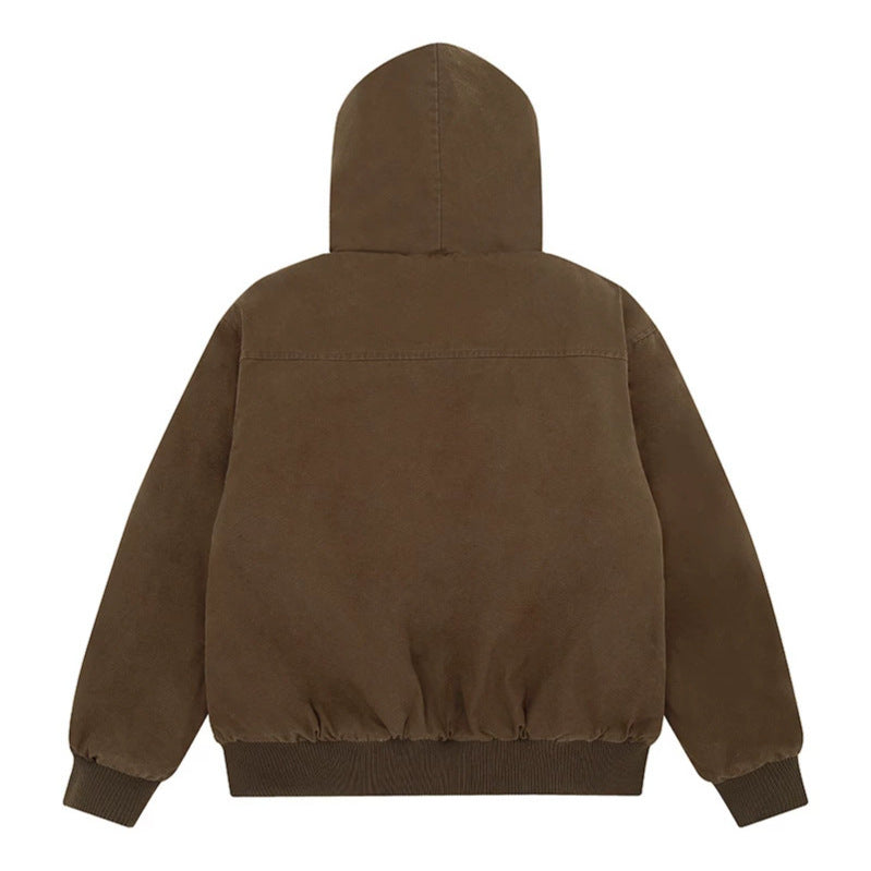 Damen wattierte Kapuzenjacke mit kunstfellfutter, Cargo‑Taschen und elastischen Bündchen Shop Nory