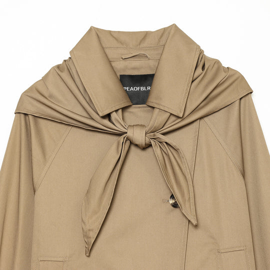 Damen Cropped Trench‑Capejacke mit Schleifenkragen und kastiger Silhouette Shop Nory