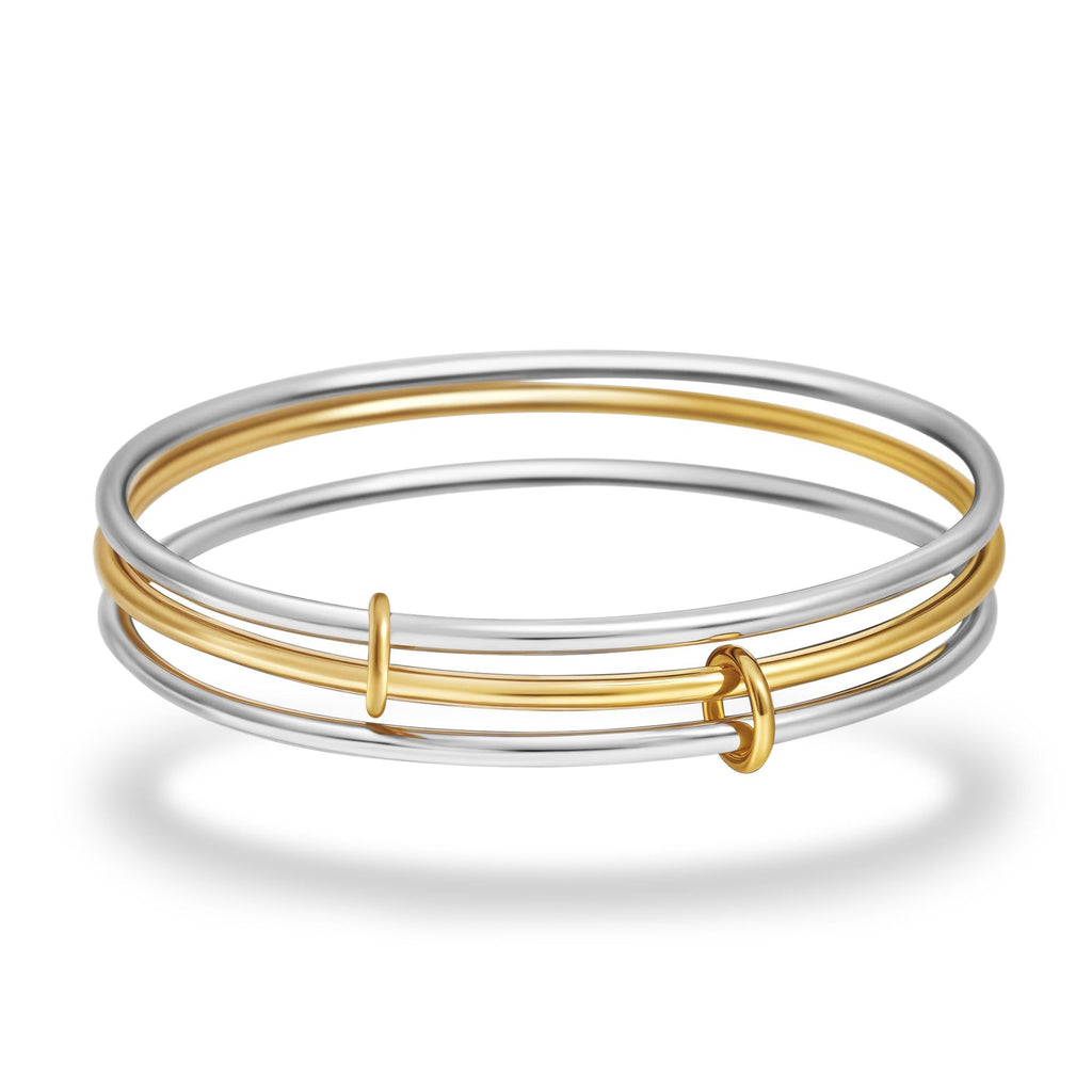 Damen eleganter Armreif mit polierten Silber- und Goldakzenten Shop Nory