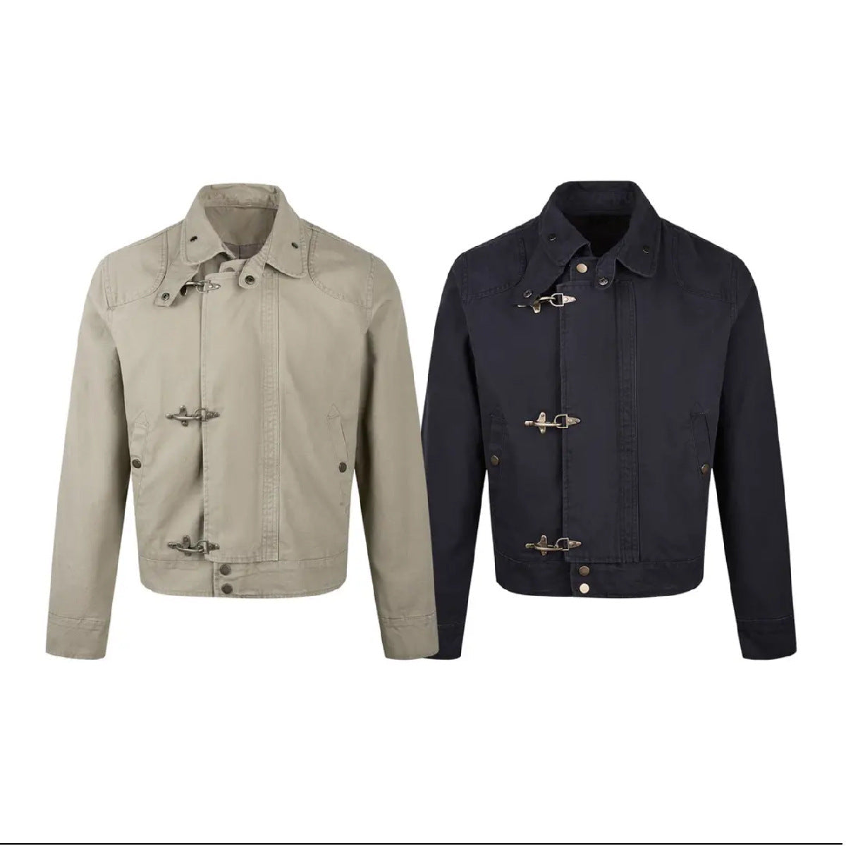 Herren modische Kurzjacke mit innovativen Schnallen und praktischem hochgeschlossenem Kragen