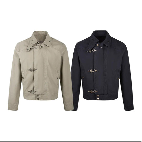 Herren modische Kurzjacke mit innovativen Schnallen und praktischem hochgeschlossenem Kragen