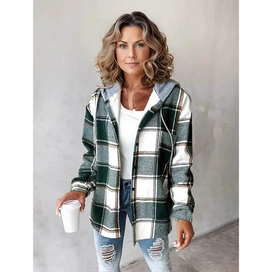 Damen Kapuzencardigan mit Streifen und Druckknopfblende Shop Nory
