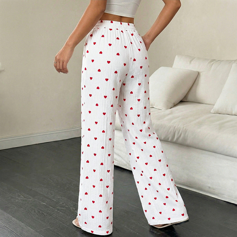 Damen Lässige Weite Hose mit Herzmuster Shop Nory