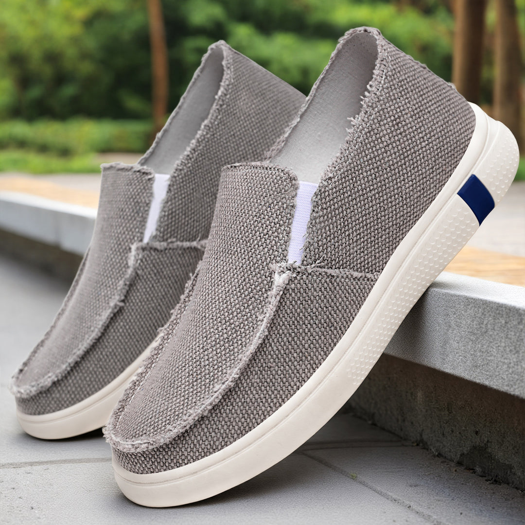 Herren nan lässiger Canvas-Slip-On mit ausgefranster Kante, elastischem Einsatz und griffiger Gummilaufsohle Shop Nory