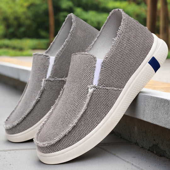 Herren nan lässiger Canvas-Slip-On mit ausgefranster Kante, elastischem Einsatz und griffiger Gummilaufsohle Shop Nory