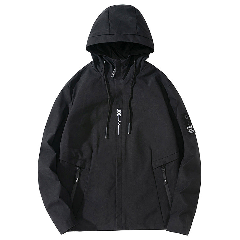 Herren Leichte Kapuzen-Softshelljacke im urbanen Utility-Stil mit verstellbarer Kapuze und verdecktem Reißverschluss Shop Nory