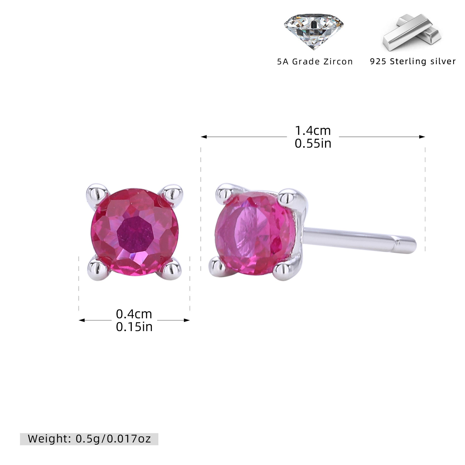 Damen Ohrstecker mit funkelndem Zirkon und hochwertiger 925er Sterlingsilberfassung Shop Nory