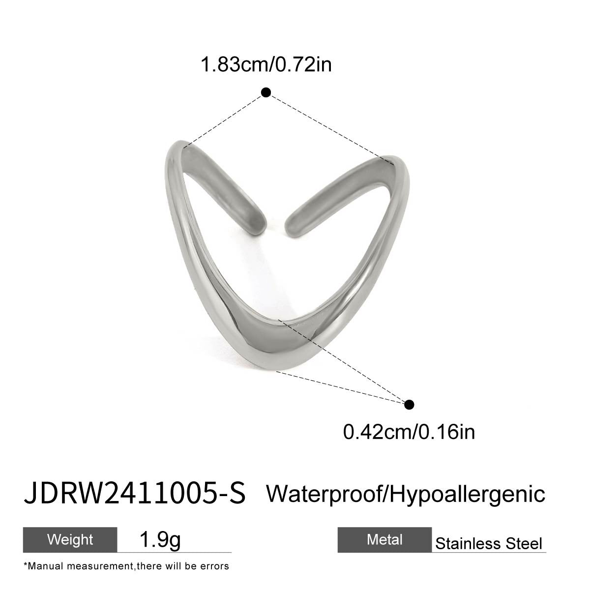 Damen Offener Ring aus hypoallergenem Edelstahl mit modernem Design Shop Nory