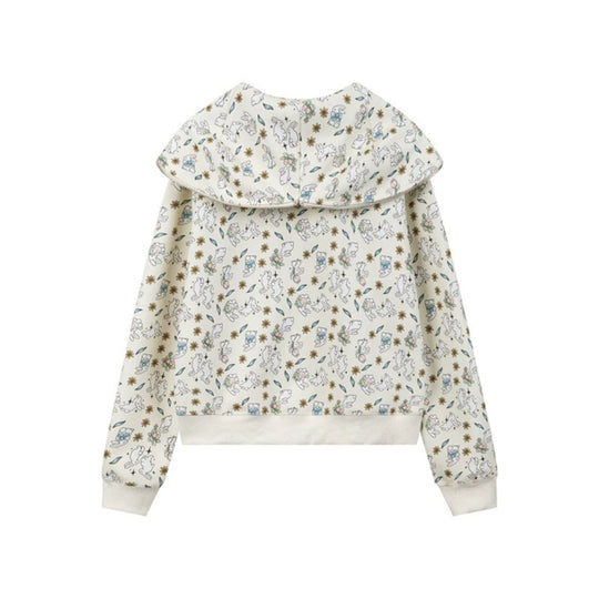 Damen Kapuzen-Sweatjacke mit Reißverschluss und niedlichem Allover-Print Shop Nory