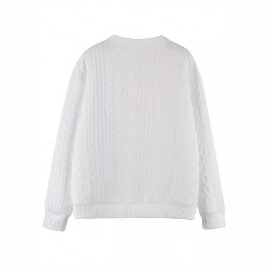 Damen Oversize Strick‑Sweatshirt mit Zopfmuster und geripptem Saum Shop Nory