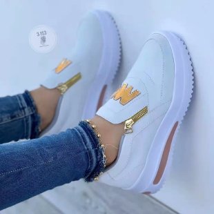 Damen Plateausneaker mit seitlichem Reißverschluss, Keilsohle und Metallic-Logo Shop Nory