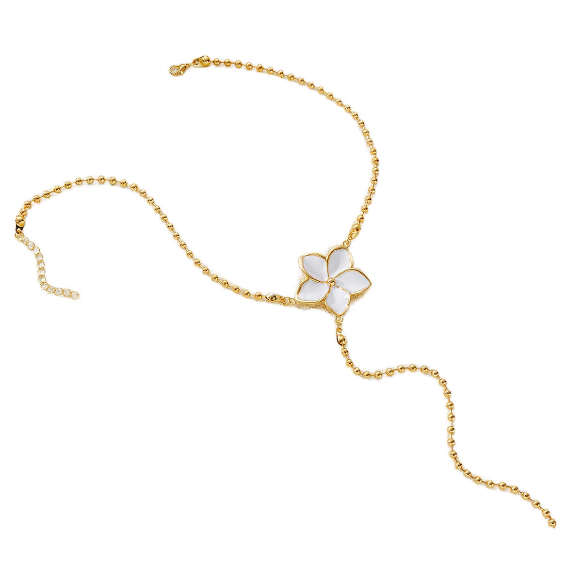 Damen Halskette mit floralen Anhängern und Perlen Shop Nory