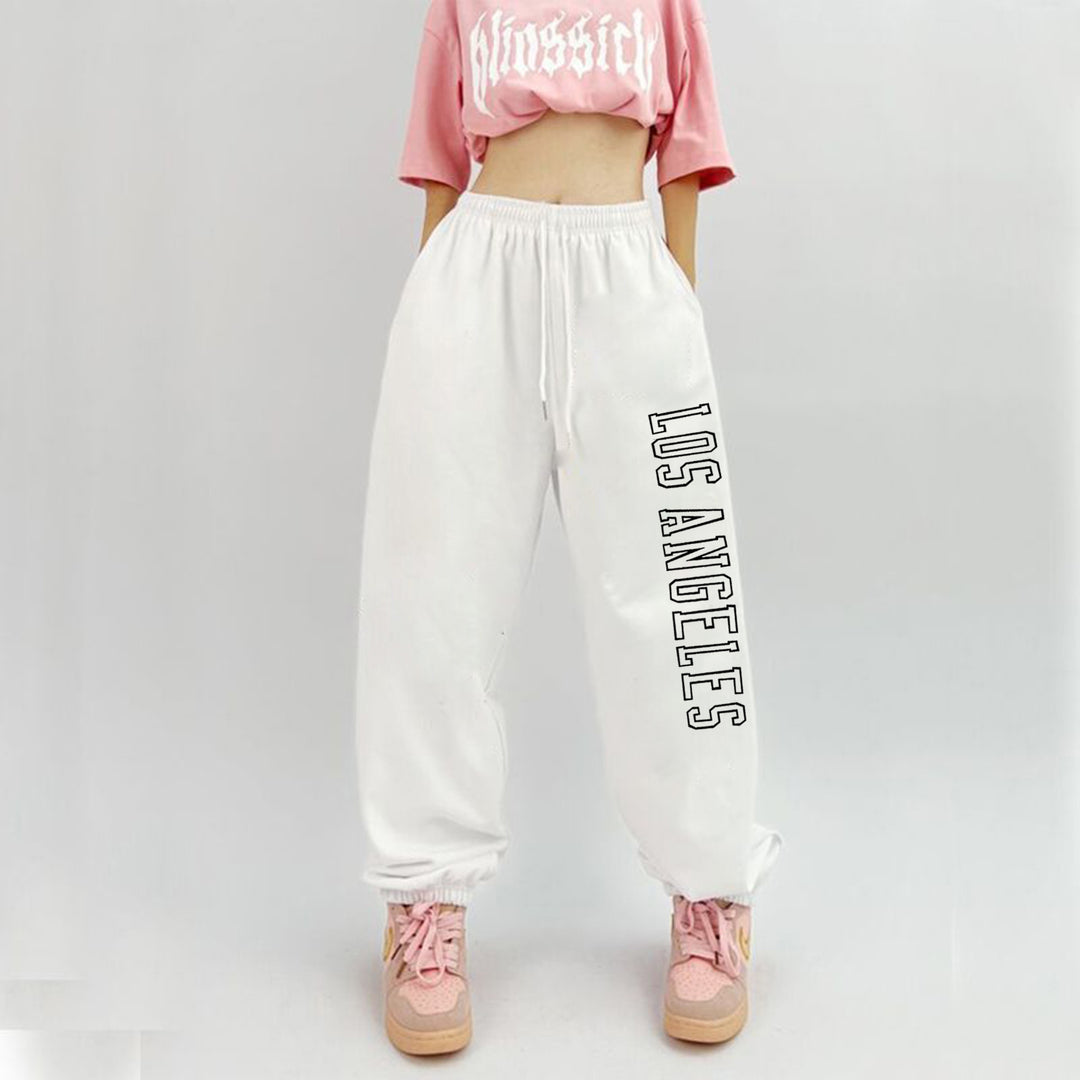 Damen nan weiche Highwaist-Sweatpants mit seitlichem New York-Print, elastischem Bund und Kordel Shop Nory