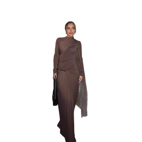 Damen Figurbetontes Abendkleid mit asymmetrischer Drapierung, gerafftem Oberteil und langer Drapé‑Schleife Shop Nory