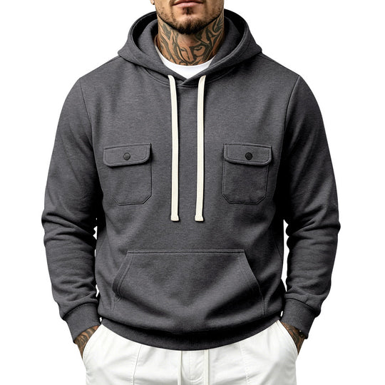 Herren Kapuzenpullover mit Doppel-Brusttaschen und Kängurutasche Shop Nory