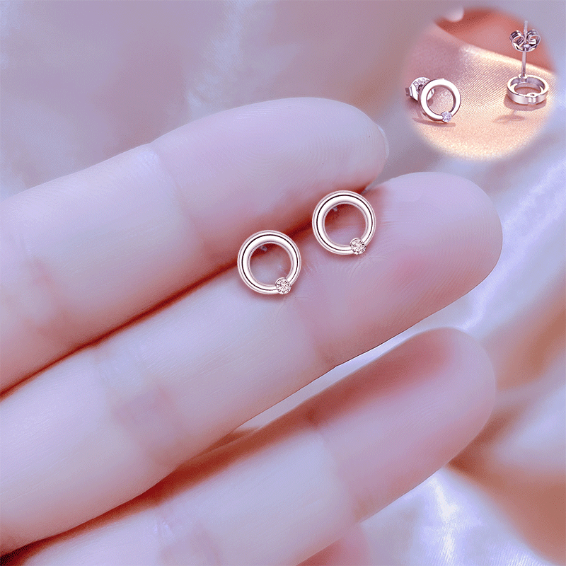 Damen-Ohrstecker im modernen Doppelring-Design mit funkelndem Zirkonia-Shop Nory