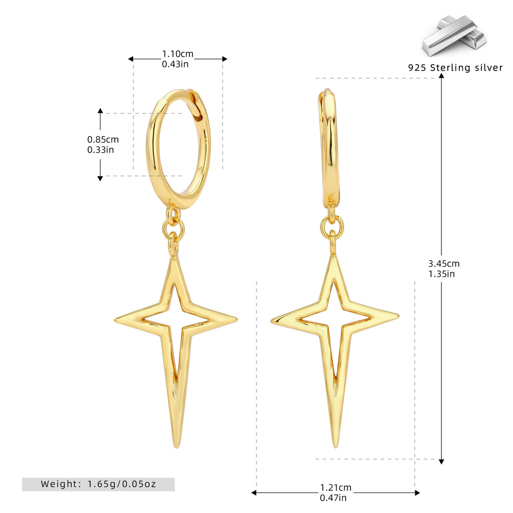 Damen Ohrringe mit modernem Sternendesign aus 925 Sterling Silber Shop Nory