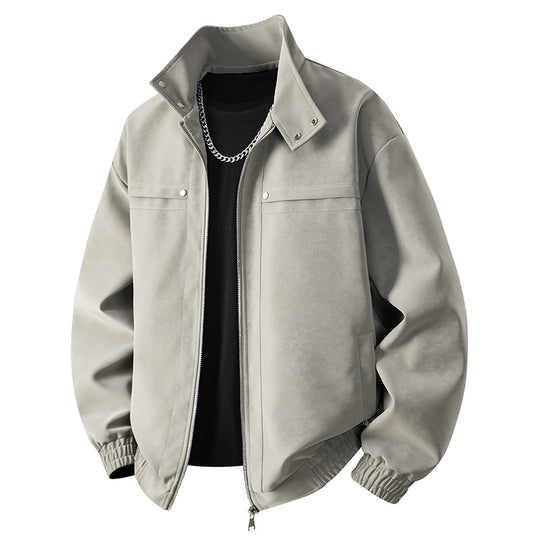 Herren Veloursleder‑Optik Bomberjacke mit Stehkragen, Reißverschluss und elastischem Saum Shop Nory