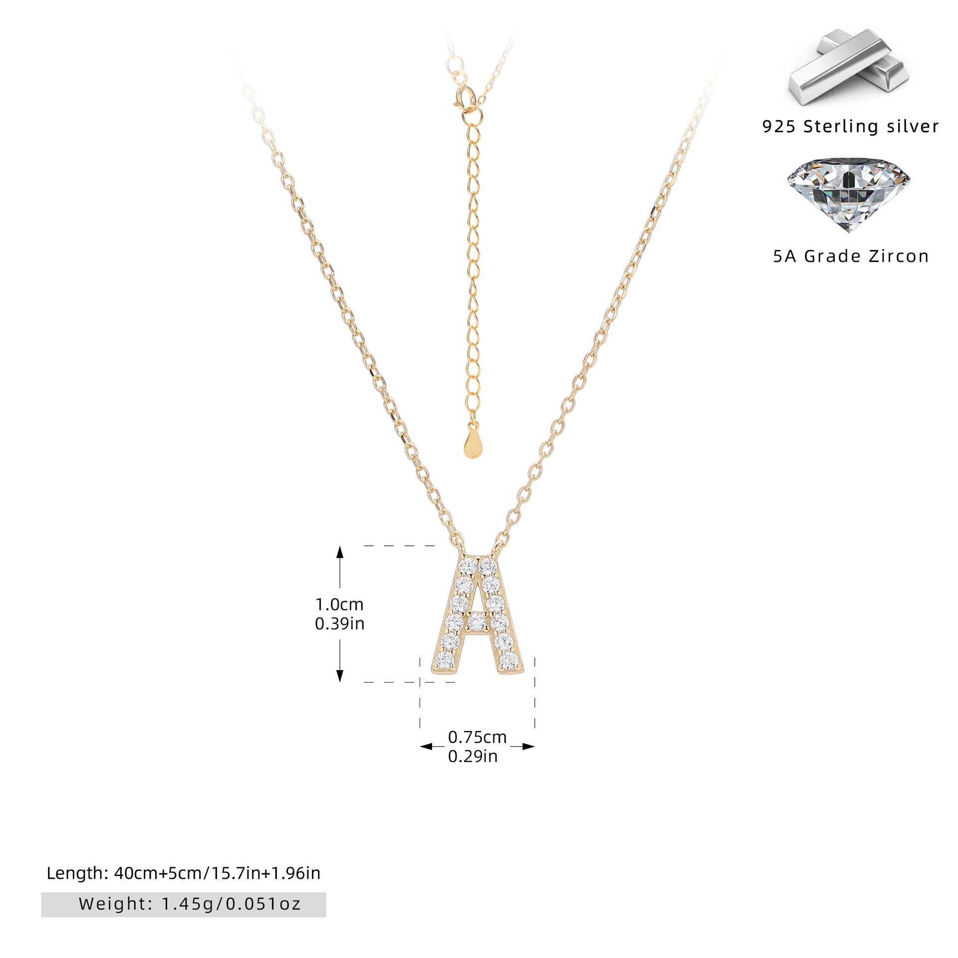 Damen Halskette mit Z-Anhänger und funkelnden Zirkonia Shop Nory