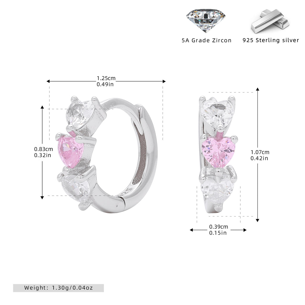 Damen Ohrringe mit funkelnden Herz-Zirkonen aus hochwertigem 925 Sterling Silber Shop Nory