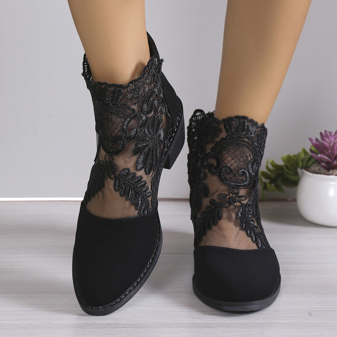 Damen modische Stiefeletten mit aufwendiger Spitzendecke