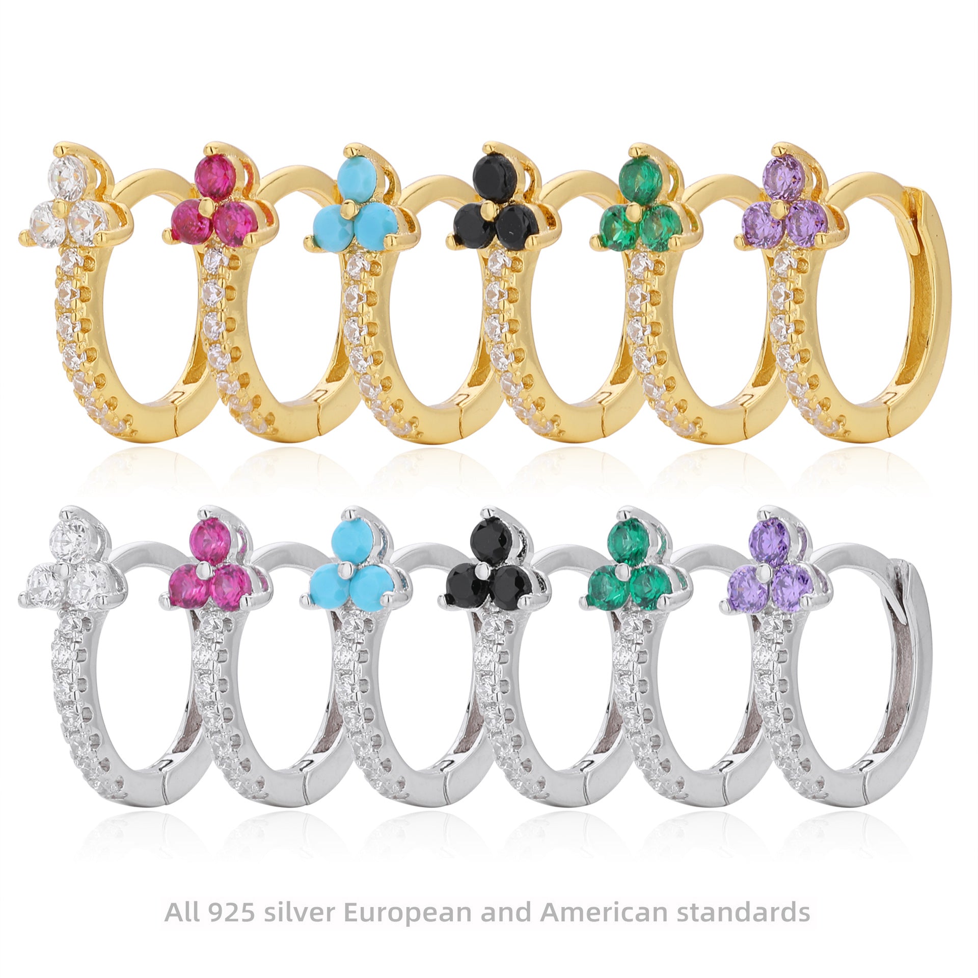 Damen Ohrhänger mit glitzerndem Zirkonmotiv und hochwertigem 925 Sterling Silber Shop Nory